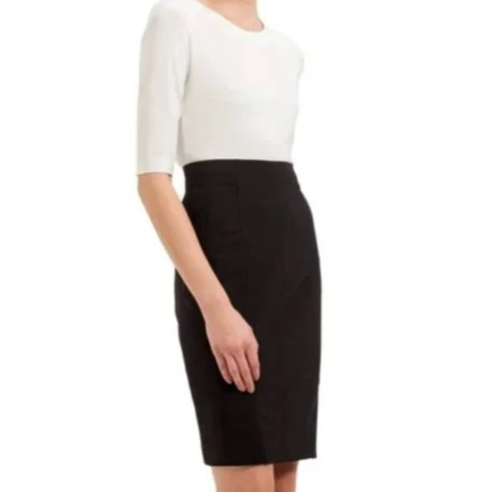 Akris Punto Black Wool Pencil Skirt Exposed Stitch Size 10